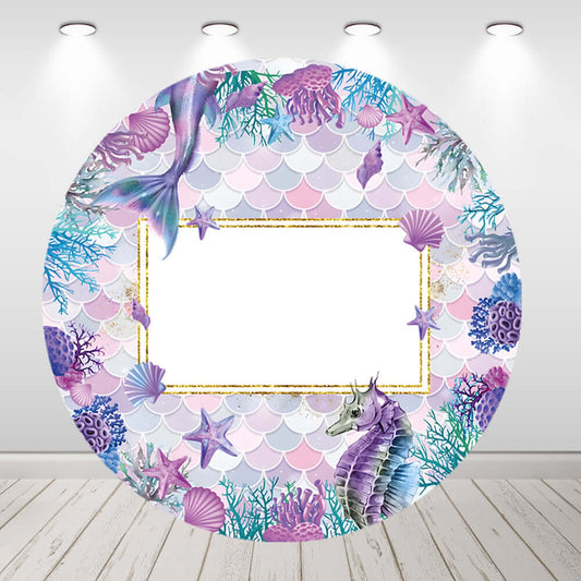 Under Sea Coral Round Backdrop For Girls Birthday Baby Shower Party