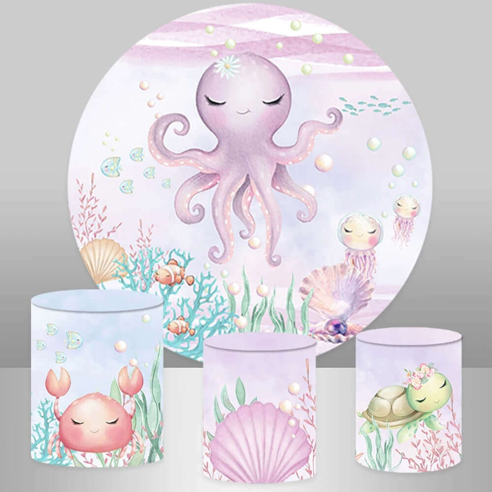 Undersea Octopus Round Backdrop Set for Ocean Theme Party ā webackdrops