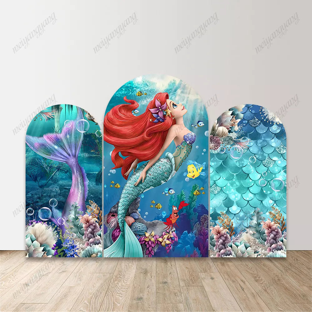 Underwater Coral Bubble Mermaid Girls Birthday Arch Backdrop