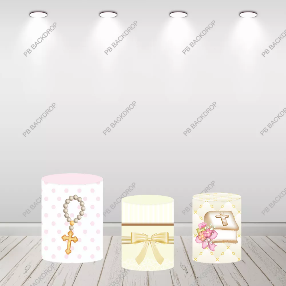 Vintage andělská dívka křest kulaté pozadí náboženské párty dekorace