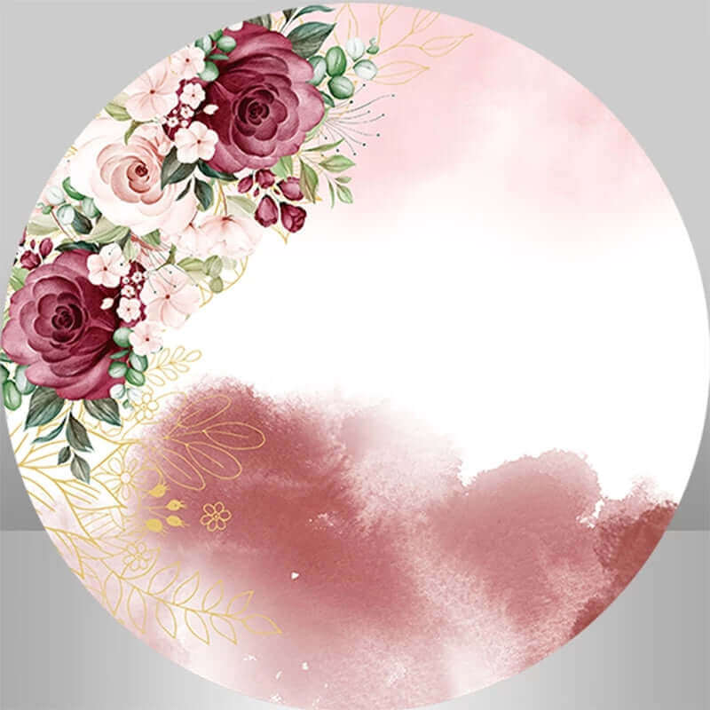 Wedding Scenes Red Floral Round Decor Background Party Backdrop