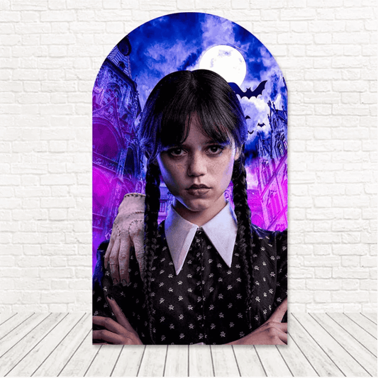 Wednesday Addams Theme Kids Birthday Party Arch Achtergrond Cover