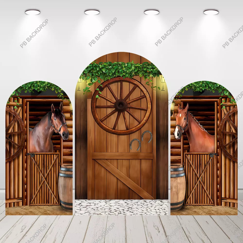 Western Horse Ranch Arch Backdrop Kids Cowboy Birthday Photo Booth Decor