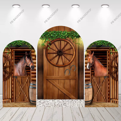 Western Horse Ranch Arch Backdrop Kids Cowboy Birthday Photo Booth Decor