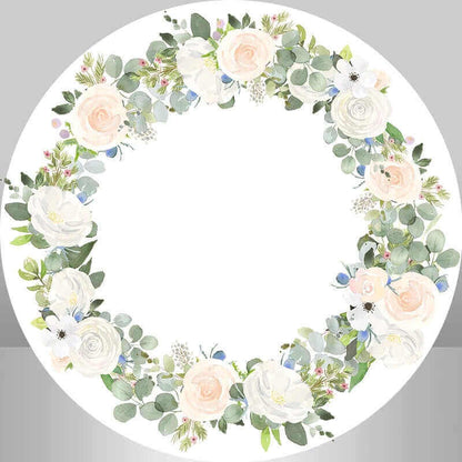 Біла квітка Весільний душ весілля прикраси круглий фон