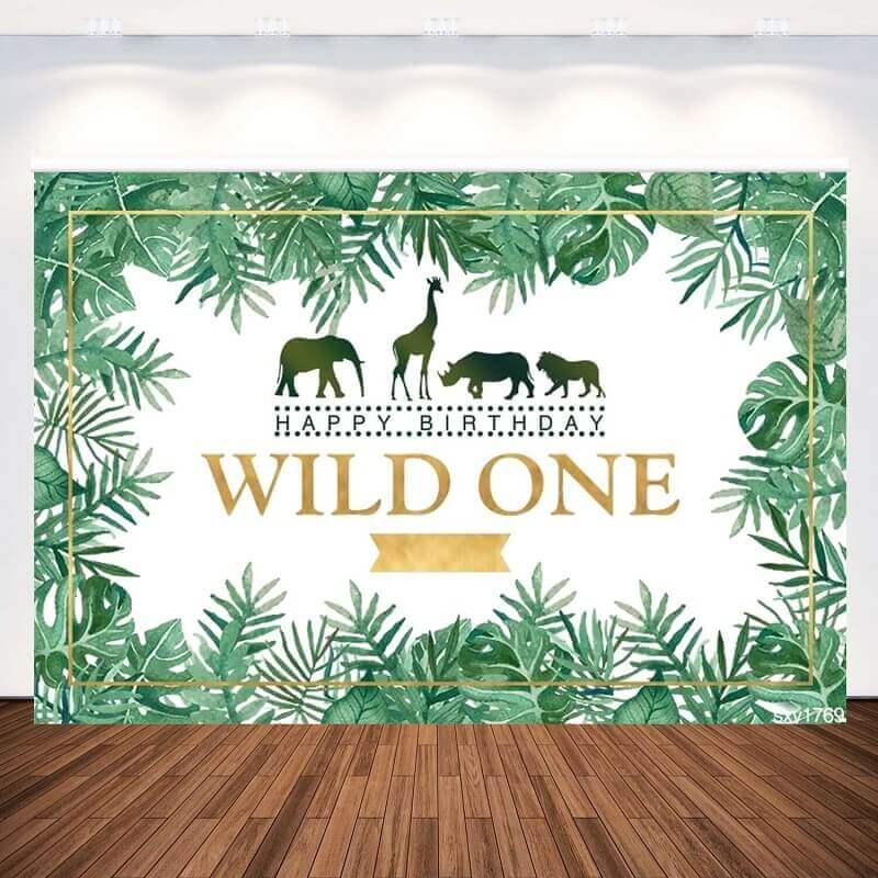 Wild One Backdrops Jungle Safari Animals Birthday Photography Background Baby Shower Props