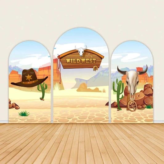 Wild West Cowboy Party Arch Achtergrond Cover voor Jongen Verjaardag Decoratie