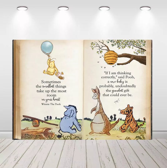 Winnie the Pooh Book Baby Shower Backdrop Birthday Party Photography Background