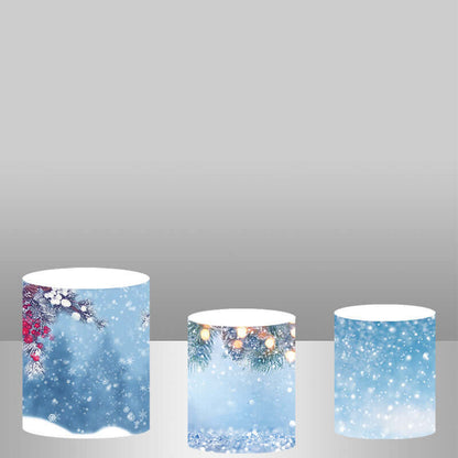 Winter Snow Christmas Day Round Backdrop Cylinder Covers
