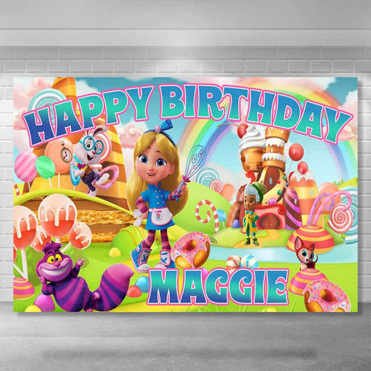 Fondali per feste di compleanno per ragazze del paese delle meraviglie Candyland Lollipop Fotografia per baby shower per bambini