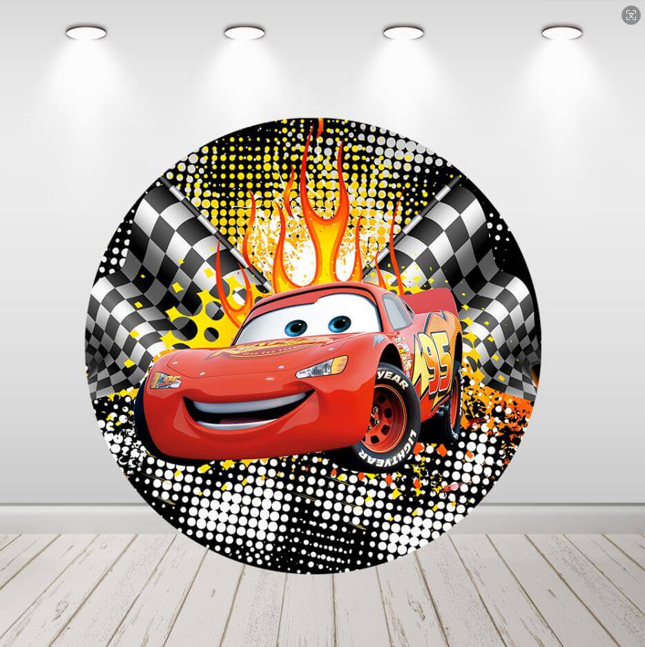 Runde Rennwagen-Hintergrundabdeckung für Jungen-Geburtstagsparty-Dekoration