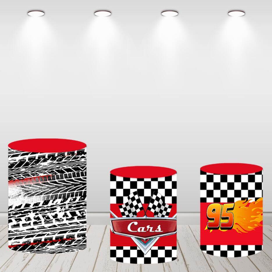 Racing Car Round Backdrop Cover for Boy Birthday Party Decor