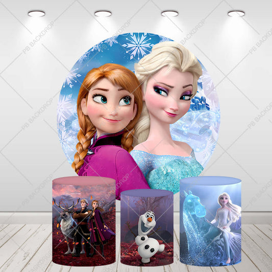 Frozen Girls Birthday Round Backdrop Cylinder Covers