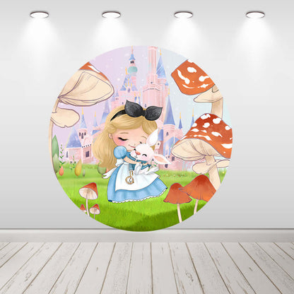 Alisa u zemlji čudesa Rođendanske okrugle kružne pozadine za djevojke Dekorativne navlake za postolje
