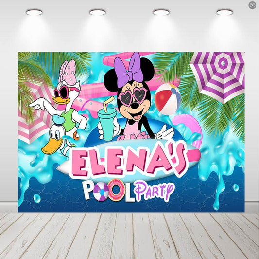 Mouse Pool Party Backdrops Summer Baby Shower Birthday Photography Background