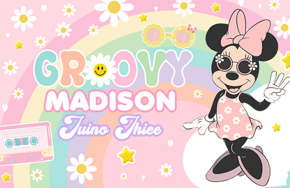 Groovy Pink Mouse Backdrops Girls Baby Shower Birthday Photography Backgrounds