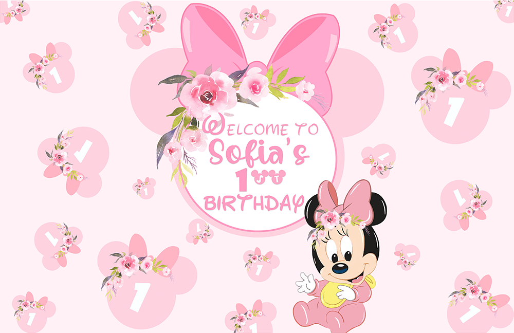 Baby-Maus-Hintergründe, rosa Mädchen-Babyparty-Geburtstags-Fotografie-Hintergrund
