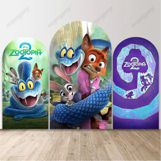 Zootopia 2 Arch Backdrop Kids Birthday Party Arched Banner