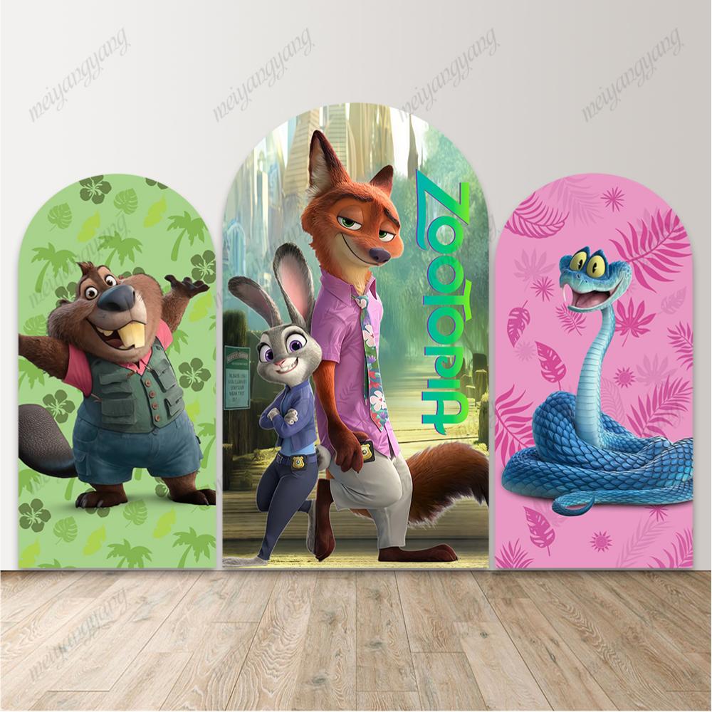 Zootopia 2 Arch Backdrop Judy Hopps Nick Wilde Kids Birthday Party Decor