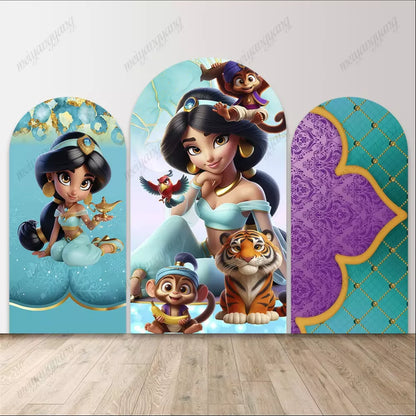 Aladdin Jasmine Arch Photo Backdrop Baby Shower Decoration