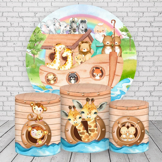 Animal Theme Round Backdrop Wood Plinth Covers