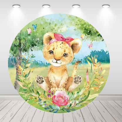 Круглый фон с изображением животных джунглей Сафари для детей на первый день рождения