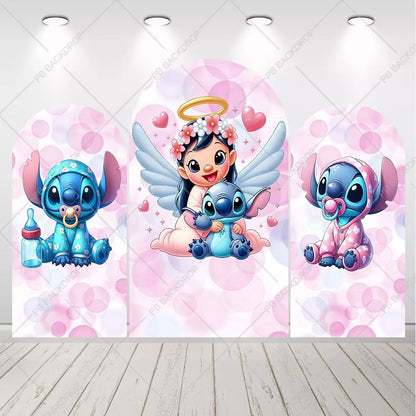 Baby Lilo and Stitch Arch Backdrop Baby Shower Girl Birthday Photo Booth Background