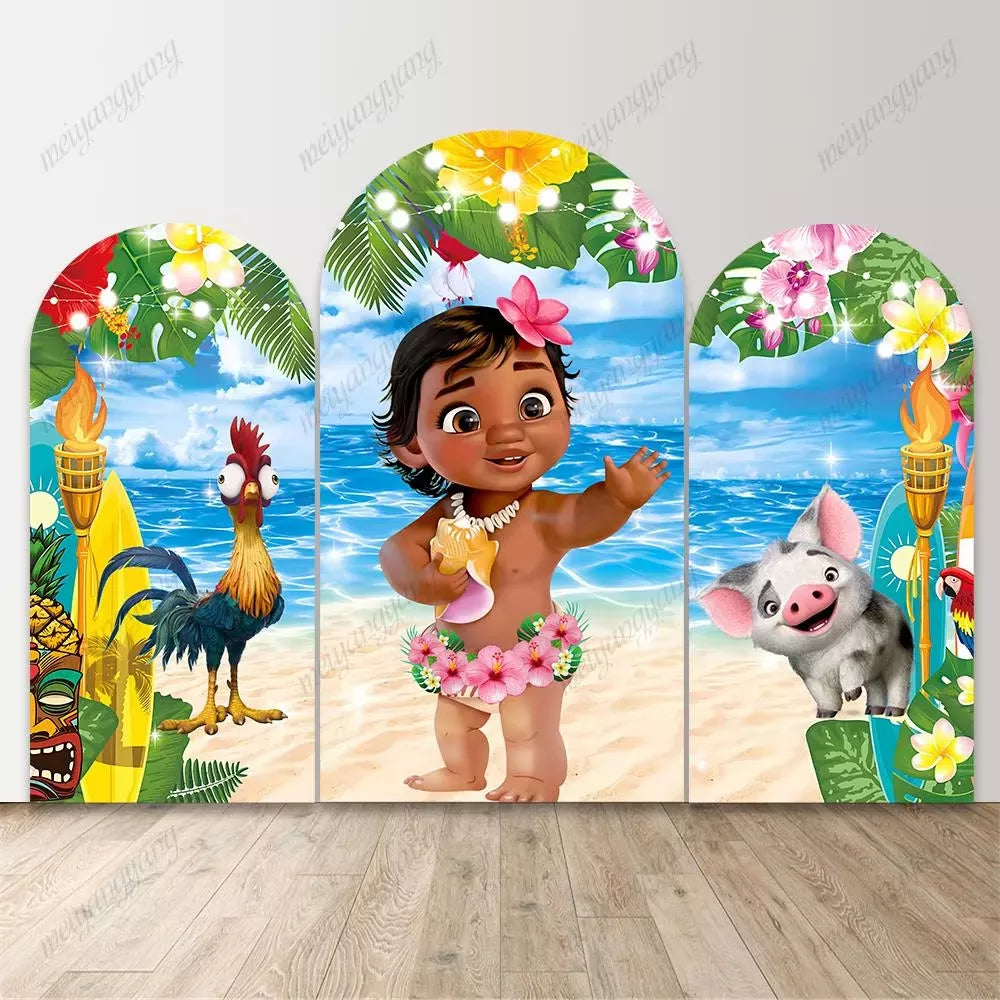 Baby Moana Arch Backdrop Tropical Beach Ocean Background