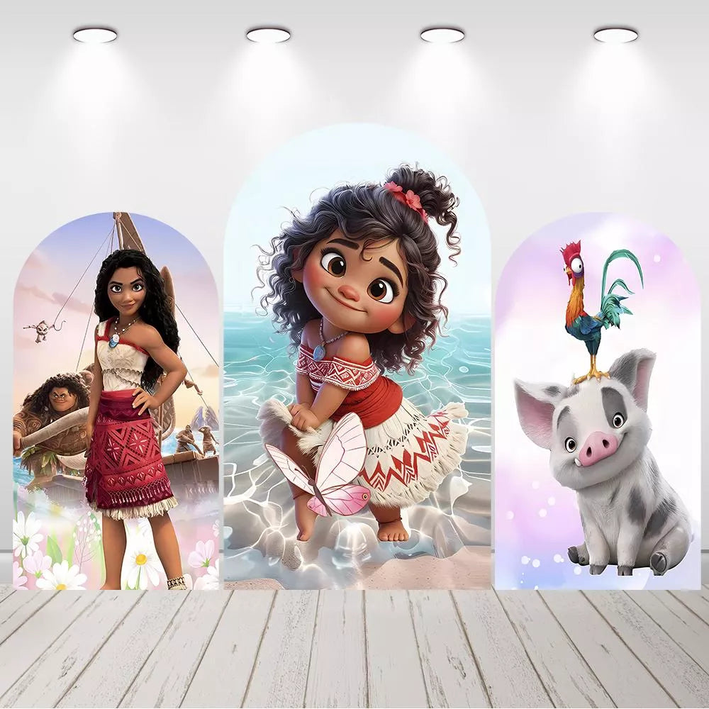 Baby Moana Arched Backdrop Ocean Girl Birthday Party Photo Background