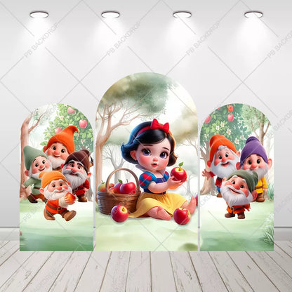 Baby Snow White Arch Backdrop Dwarfs Apple Forest Princess Baby Shower Arched Background