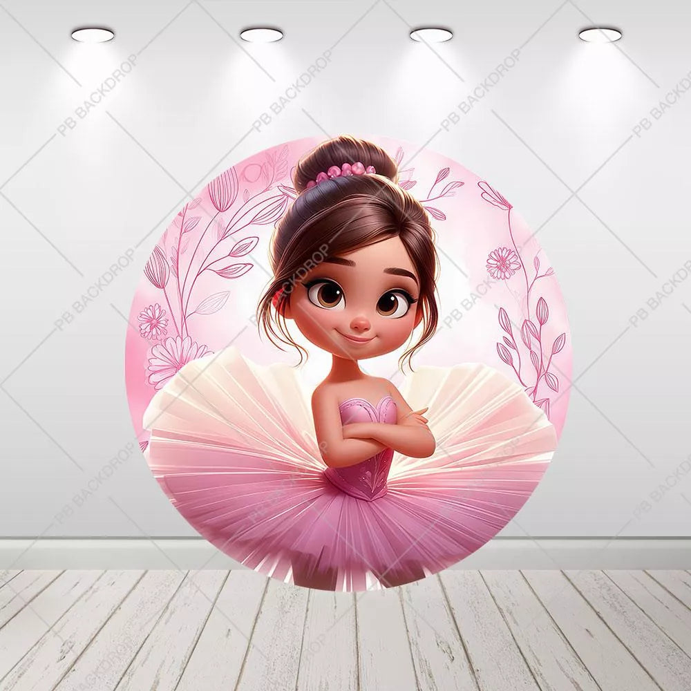 Ballerina Party Circle Backdrop Cylinder Covers