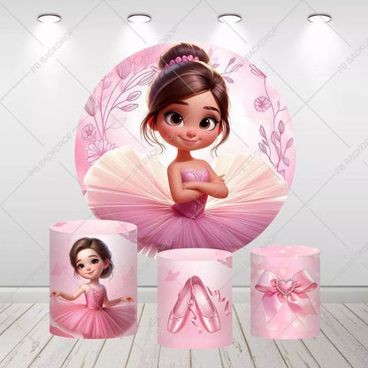 Ballerina Party Circle Backdrop Cylinder Covers