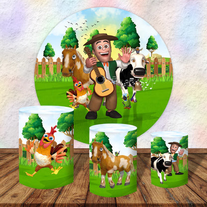 Barnyard Farm Birthday Party Round Backdrop