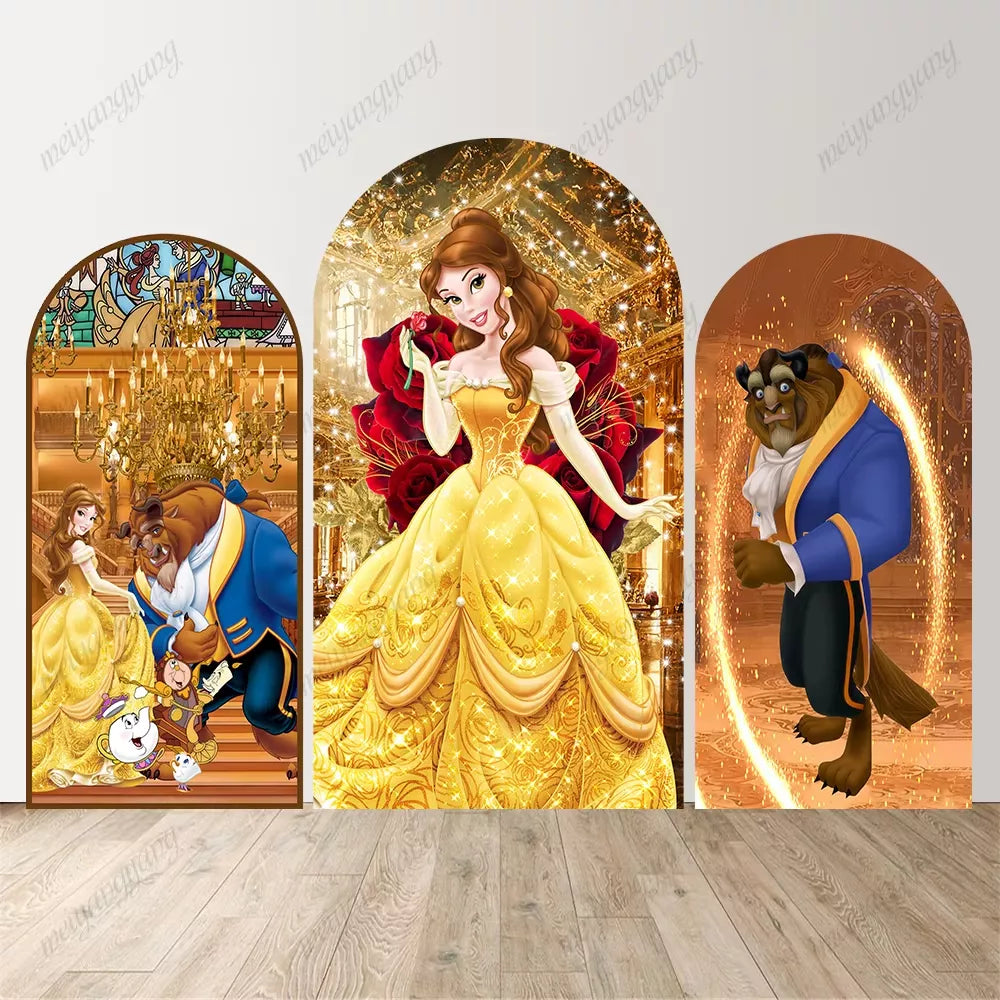 Beauty and The Beast Arch Backdrop Cover Decoration Princess Belle Girl Birthday Party Background