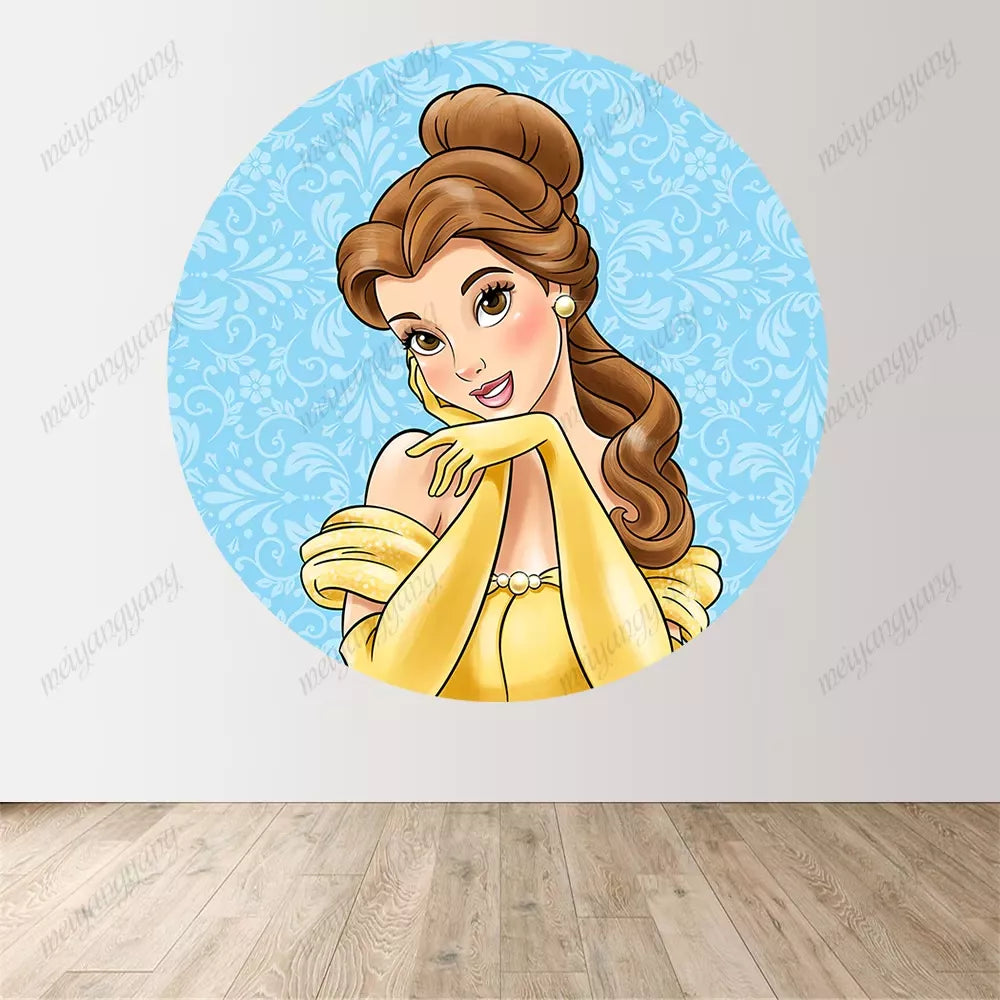 Beauty and the Beast Princess Belle Round Circle Backdrop Girls Birthday Party