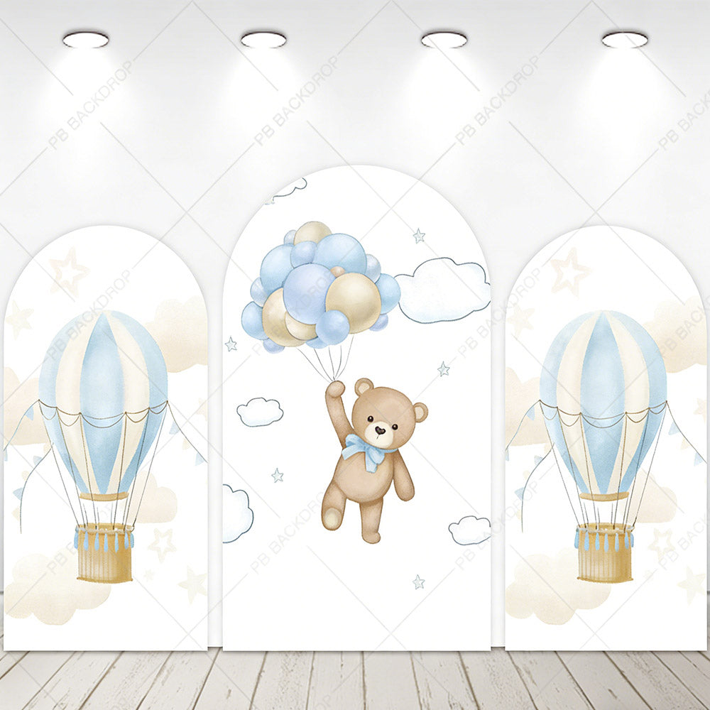 Blue Bear Hot Air Balloon Arch Backdrop Baby Shower