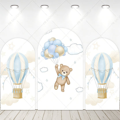 Blue Bear Hot Air Balloon Arch Backdrop Baby Shower
