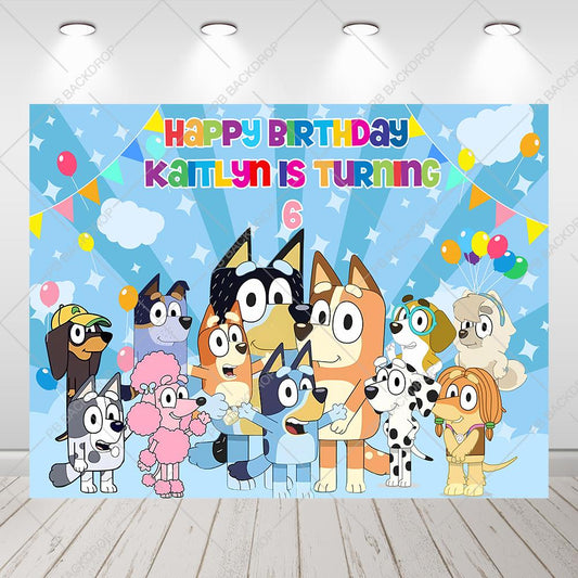Bluey Family Characters Birthday Backdrop Photo Booth