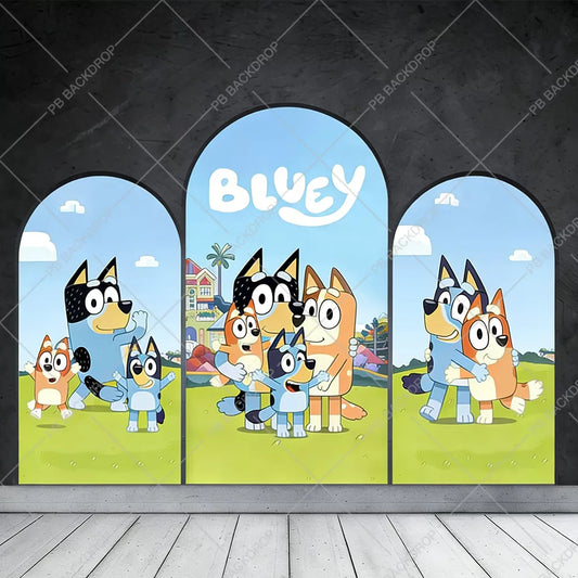 Blueys Cartoon Dog Backdrop Arch Cover Boy Girl Birthday Party Decoration