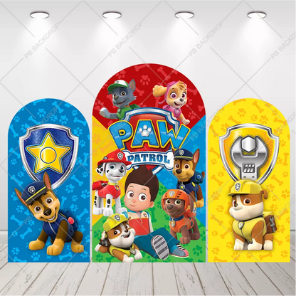 Boy Paw Patrol Arch Backdrop Ryder All Pups Arched Background Kids Birthday Party Decorations