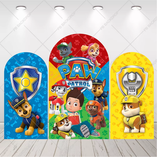 Boy Paw Patrol Arch Backdrop Ryder All Pups Arched Background Kids Birthday Party Decorations