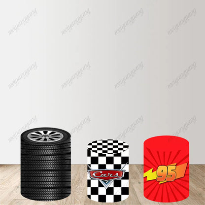 Cars Radiator Springs Round Backdrop Lightning McQueen Racing Theme Party Background