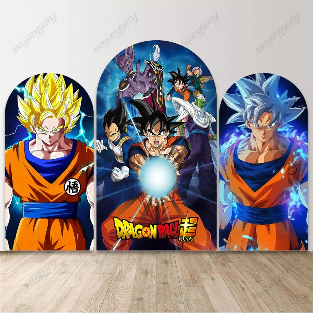 Cartoon Dragon Ball Goku Arch Backdrop Cover Boy Party Background