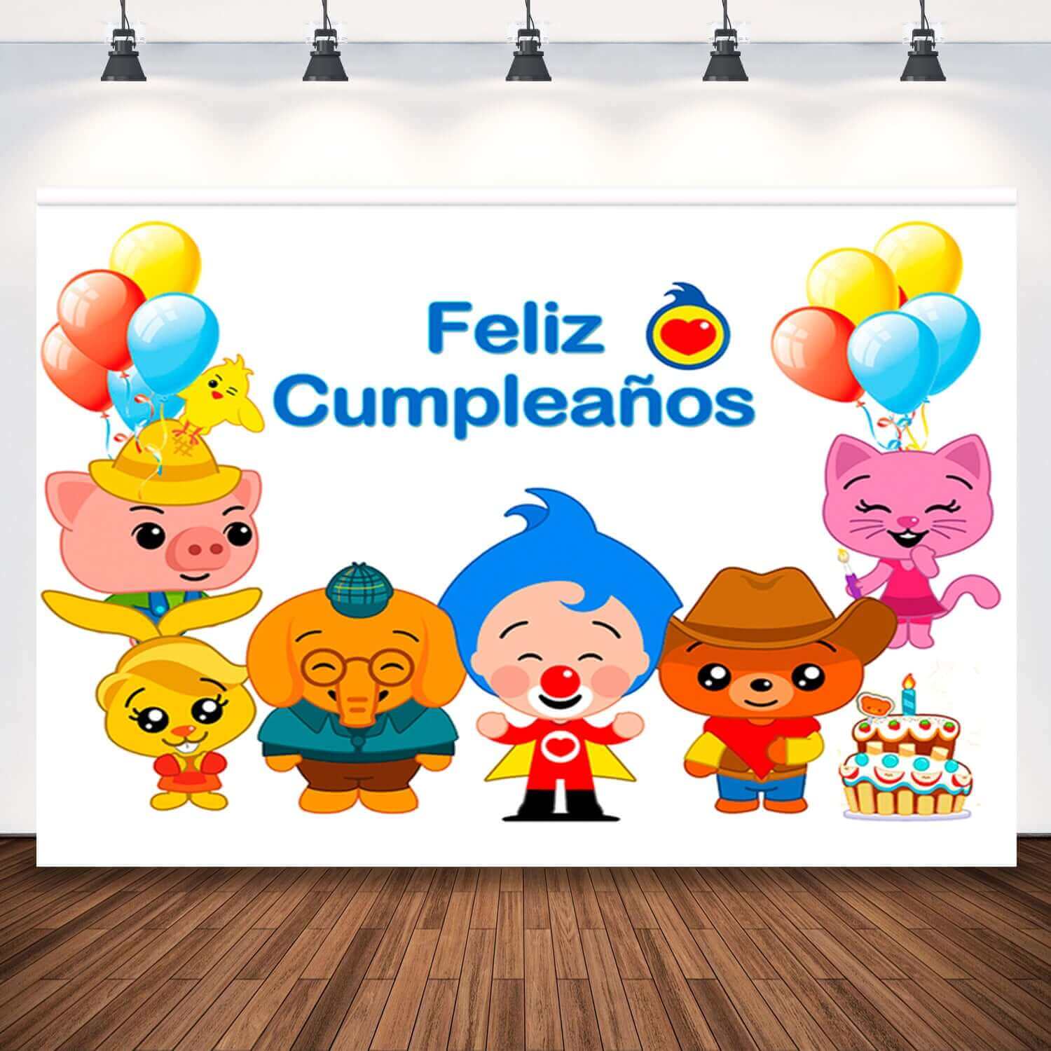 Plim Plim Feliz Cumpleaños Cartoon Photography Backdrop – webackdrops