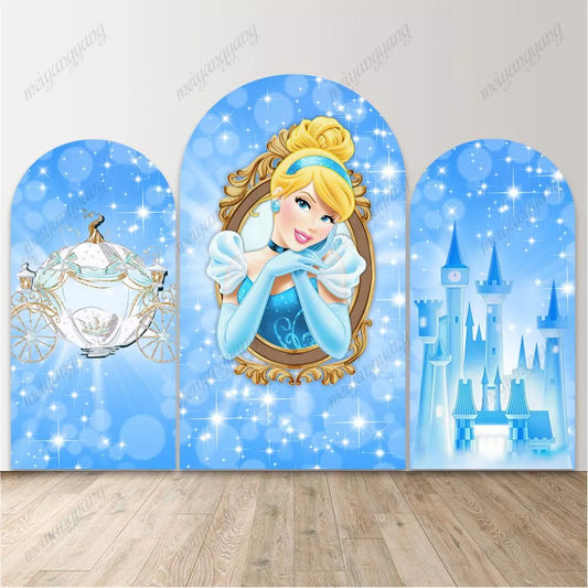 Cinderella Princess Castle Pumpkin Arch Backdrop Girls Birthday Party Arched Covers