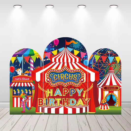 Capas de parede em arco para tenda vermelha de carnaval de circo