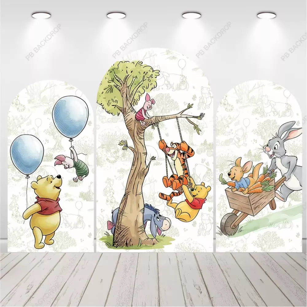 Classic Winnie The Pooh Arch Backdrop Baby Shower Background Cover