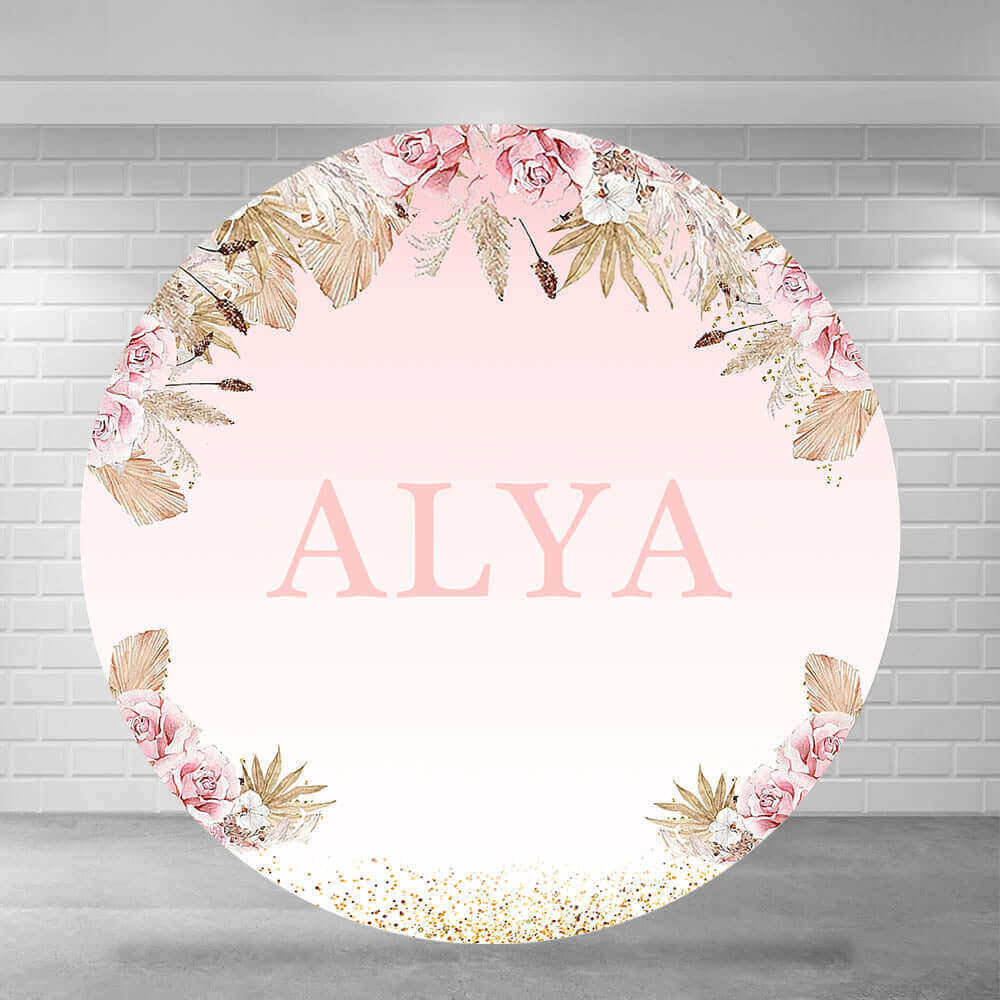 Backdrop With Name Personalized Pink Floral Backdrop with Name for Events – webackdrops