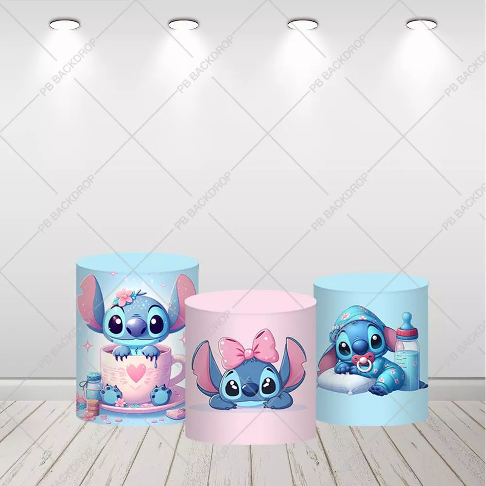 Cute Lilo & Stitch Angel Halo Wings Round Background