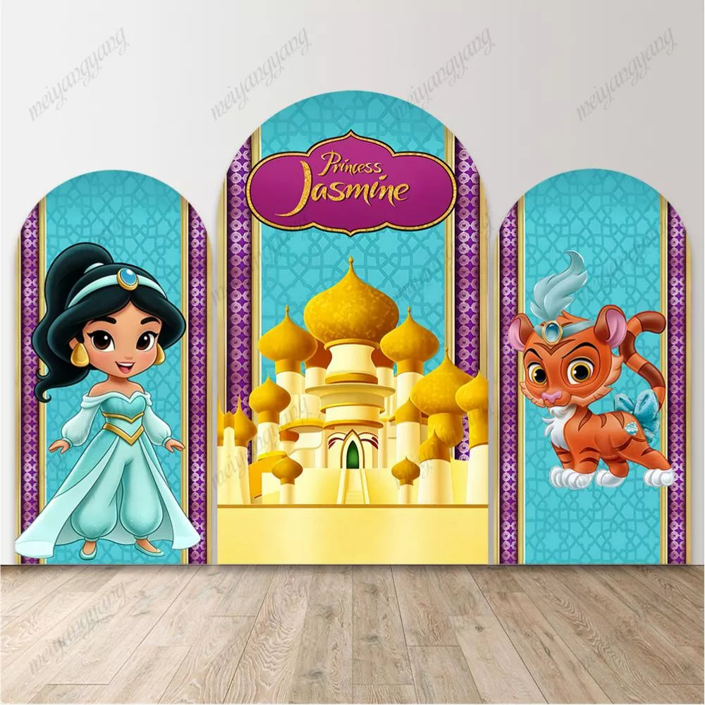 Cute Princess Jasmine Rajah Arch Backdrop Cover